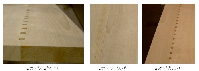 نماهایی از پارکت چوبی ساخته شده به روش جوشکاری چوب؛ منبع: عمرانی 1395
